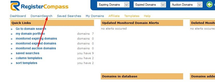 Chọn Domain Search để vào giao diện tìm kiếm domain